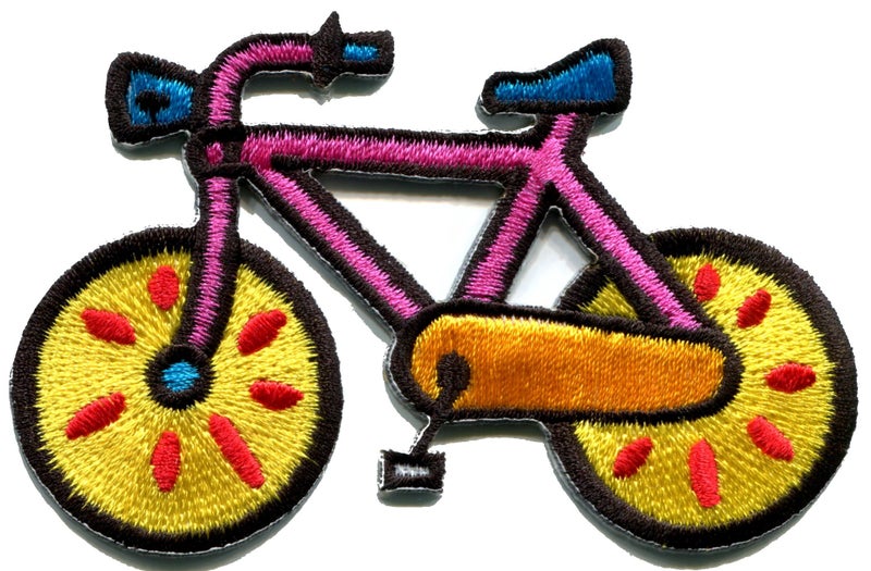 TKPatch Lot of 5 Bicycle Retro Bike Cycle Cyclist 70s Kids Fun Embroidered Appliques Iron-on Patches - Image 2